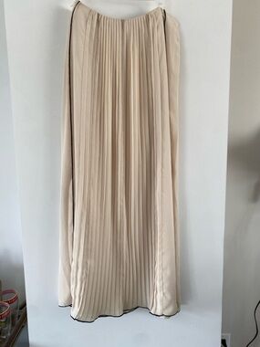 Elie Tahari Neutral Pleated Maxi Skirt in Cream